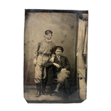 Handsome, Blushing Men in Boots, Nicely Scratchy and Atmospheric 19th Century Tintype