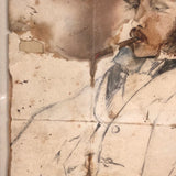Portrait of Smoking Man, Fine 19th C. John Henry Sylvester British Watercolor Drawing