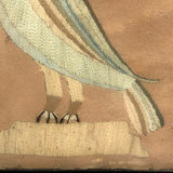 Wonderful Early 19th C. American Embroidery of Bird on Laid in Early Frame and Glass