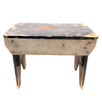 Primitive-Modern, Black and White Painted Old Handmade Stool
