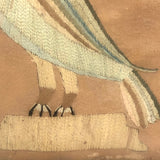 Wonderful Early 19th C. American Embroidery of Bird on Laid in Early Frame and Glass