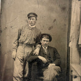 Handsome, Blushing Men in Boots, Nicely Scratchy and Atmospheric 19th Century Tintype