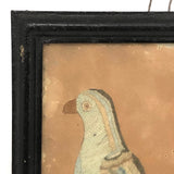 Wonderful Early 19th C. American Embroidery of Bird on Laid in Early Frame and Glass