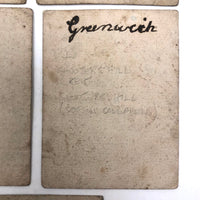 Set of Eight 1830s British Hand-colored Woodblock Riddle Cards