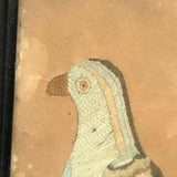 Wonderful Early 19th C. American Embroidery of Bird on Laid in Early Frame and Glass