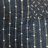 Boldly Graphic Handmade Quilt, Indigo Calico with Piecework Squares and Shirting Fabric Reverse