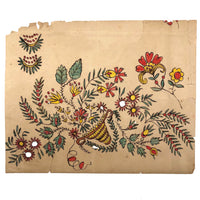 19th C. Pennsylvania Watercolor on Laid Paper - Cornucopia and Flowers