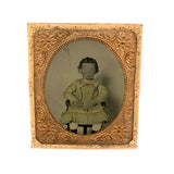 Young Girl in Gold, Hand-tinted 19th C. Sixth Plate Ambrotype with Gilding