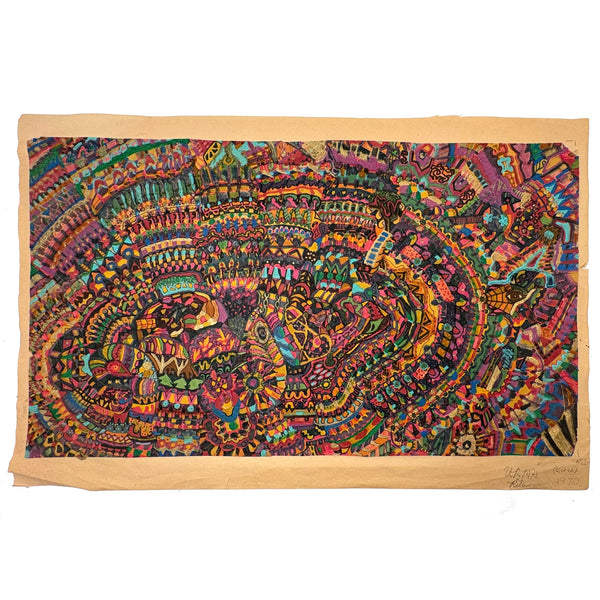 Rita's Awesome early 1970s Psychedelic Marker and Gold Pen Drawing