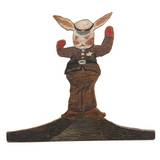 Rabbit Police! Fun Old Crayoned Wooden Cutout (Not a Doorstop but Could be a Hanger!)