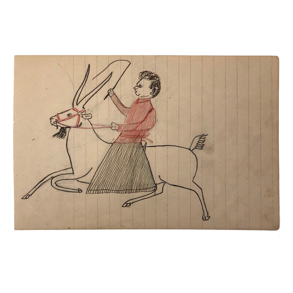 Wayne B. Blouch, Untitled (Woman Riding Horned Animal)