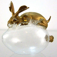 Marvelous Molded Blown Glass Gilded Rabbit Shaped Perfume Bottle with Stopper
