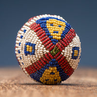 Rare Plains Native American Elaborately Beaded Hide Ball (2 7/8' Inch)