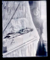 Antique Post Mortem Glass Plate Negative with Baby and Mother