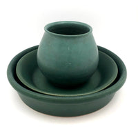 Bennington Potters Vintage Matte Green Shallow Bowl / Pie Pan