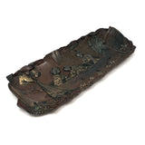 Finely Detailed Antique Japanese Mixed Metal Tray - Tea while Fishing