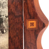 Handmade Wooden Inlay Swivel Picture Frame with Bird on Top