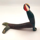 Fabulous Carved and Painted Wooden Sculpture of Seal or Sea Lion Balancing Ball
