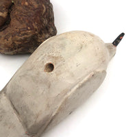 SOLD Handsome Presumed English Hand-carved White Pigeon Decoy on Burl