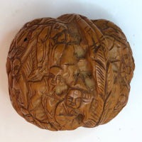 Chinese Hand-carved Walnut (Hadaio) with Monks and Leaves