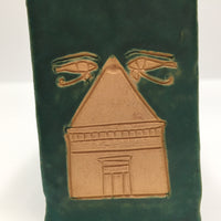 Teal Green Egyptian-themed Slab Ceramic Vessel