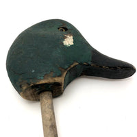 Old Wooden Duck Decoy Head with Great Green Paint