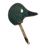 Old Wooden Duck Decoy Head with Great Green Paint