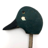 Old Wooden Duck Decoy Head with Great Green Paint