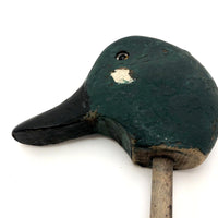Old Wooden Duck Decoy Head with Great Green Paint