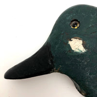Old Wooden Duck Decoy Head with Great Green Paint