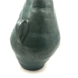 Large, Heavy, Blue-Green Glazed Presumed Kid Made Bear (?) Face Vase!