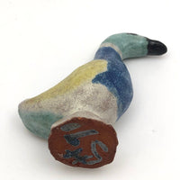 Signed Vintage Redware Pottery Duck