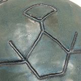 Large, Heavy, Blue-Green Glazed Presumed Kid Made Bear (?) Face Vase!
