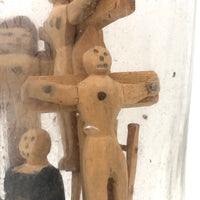 Old Folk Art Bottle Whimsy with Crucifixion Scene