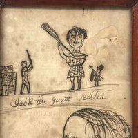 Jack the Giant Killer, Antique Ink Drawing on Inside Cover of School Book