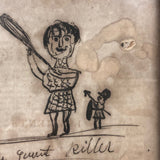 Jack the Giant Killer, Antique Ink Drawing on Inside Cover of School Book