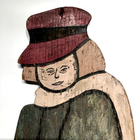 Large Old Painted Wooden Cutout Dutch Boy with Scarf