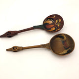 Swedish Antique Hand-painted Wooden "Love Spoons" - A Pair