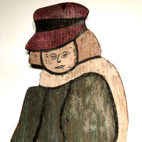 Large Old Painted Wooden Cutout Dutch Boy with Scarf