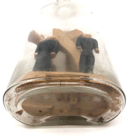 Old Folk Art Bottle Whimsy with Crucifixion Scene