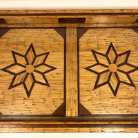 Tramp Art Matchstick and Inlaid Wood Tray with Star Pattern