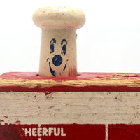 Right Time Peek-a-boo Cheerful Tearful Wooden Hammer Toy c. 1950s