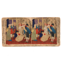 Surreal Looking Hand-painted and Faded 1900 Stereoview, "The Courtesy"