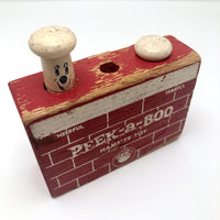 Right Time Peek-a-boo Cheerful Tearful Wooden Hammer Toy c. 1950s
