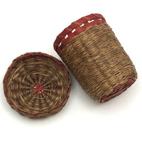 Wabanaki Ash Splint and Woven Sweetgrass Cup Basket