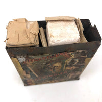 Rare 1882 J.A. Wright Indestructible Fire Kindler Papered Tin with Kindling Sticks