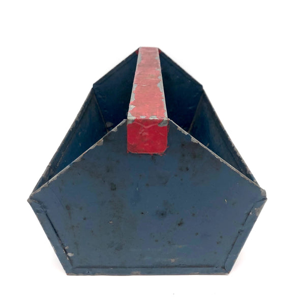 Old Metal Anything Caddy with Great Blue and Red Paint