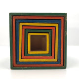 Colorfully Painted Mid-Century German Wooden Nesting and Stacking Boxes