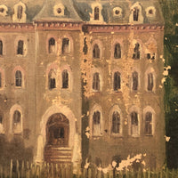 Perfectly Distressed Oil on Canvas Painting of Lonely Mansion