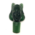 Green Molded Glass Woman's Head Bottle Stopper